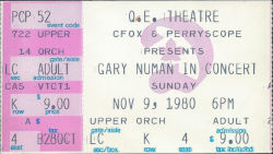 Gary Numan Vancouver Ticket 1980